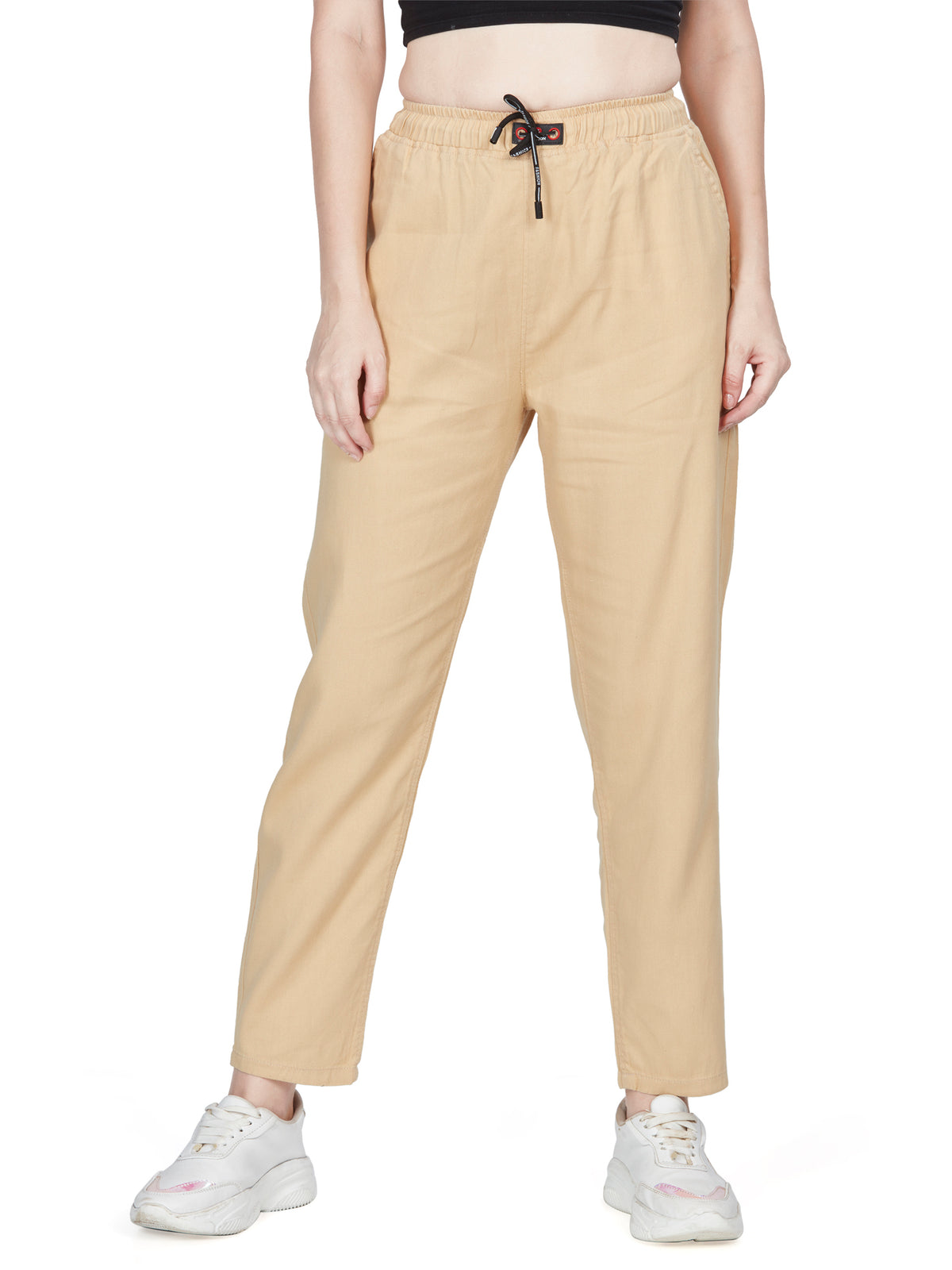 Cream Straight-Fit Cotton Non Lycra