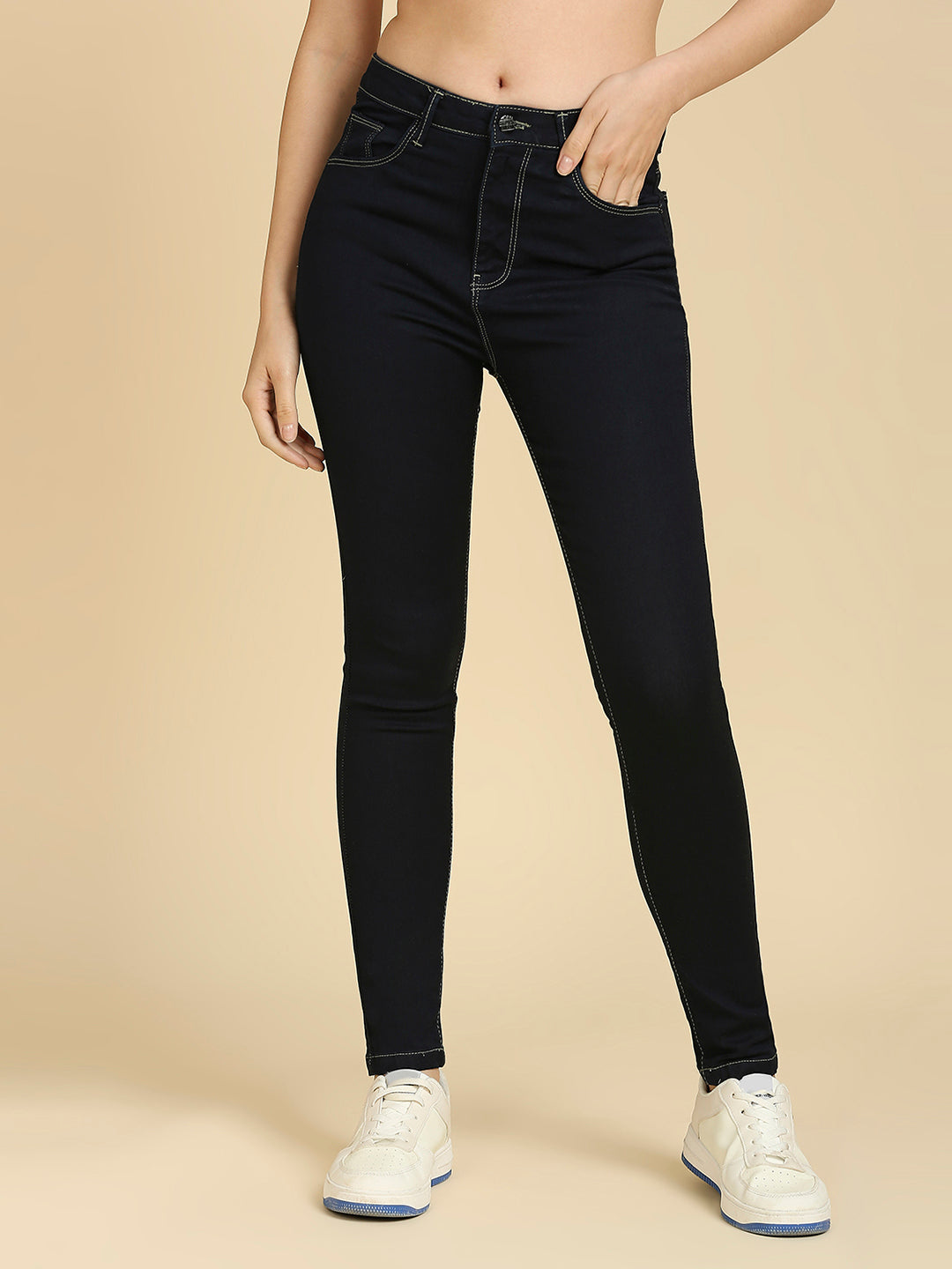 REA-LIZE Black Slim Fit High Rise Denim Jeans