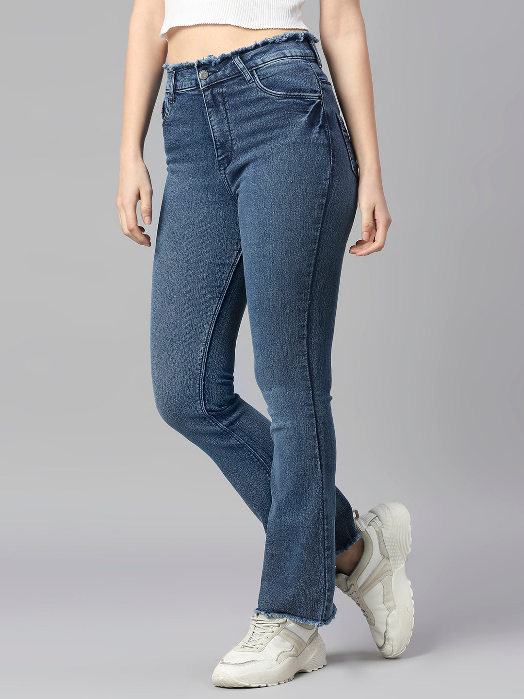 High-Rise Bootcut Jeans with Insert Pockets