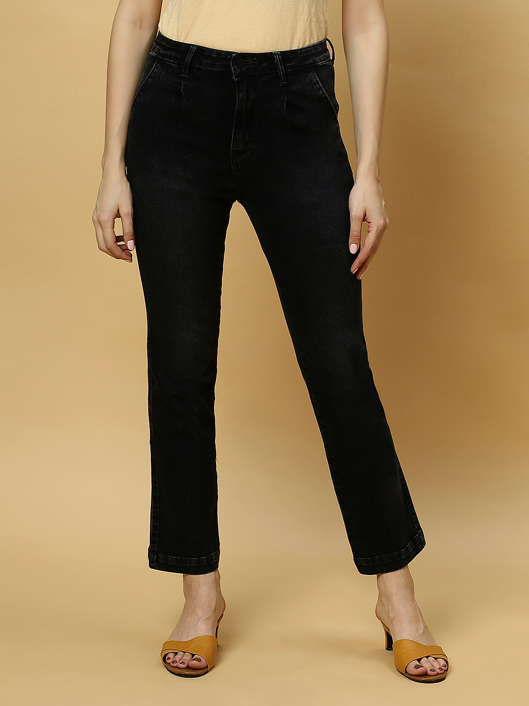 REA-LIZE Black Dark Shade Straight Women Jeans
