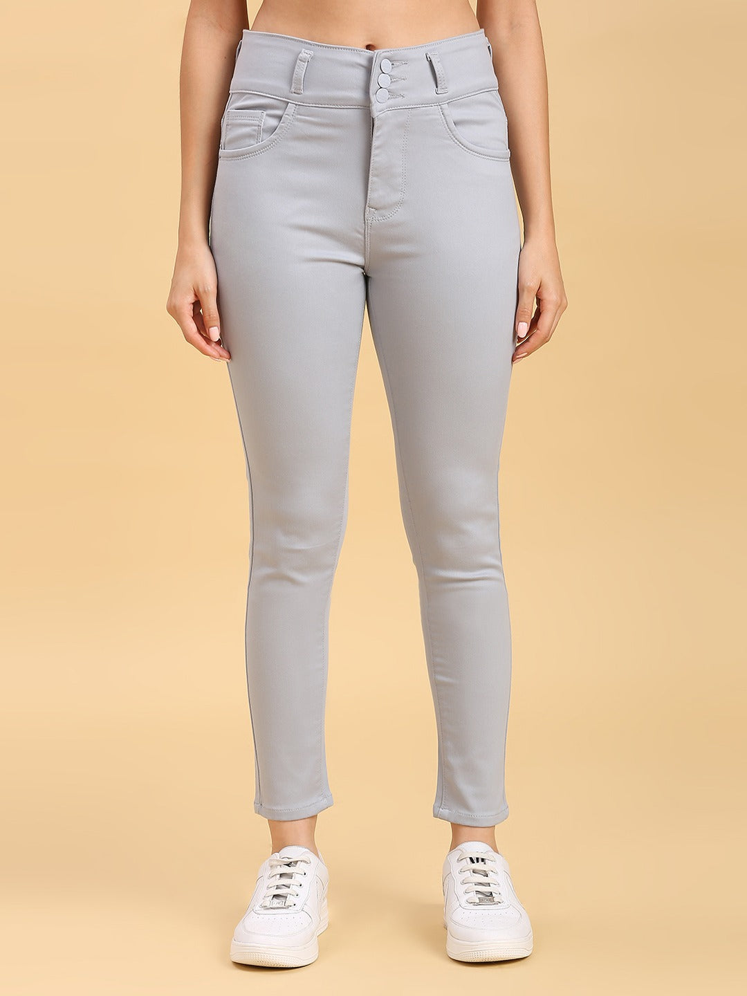 Gray Skinny Fit Jeans With Insert Pockets