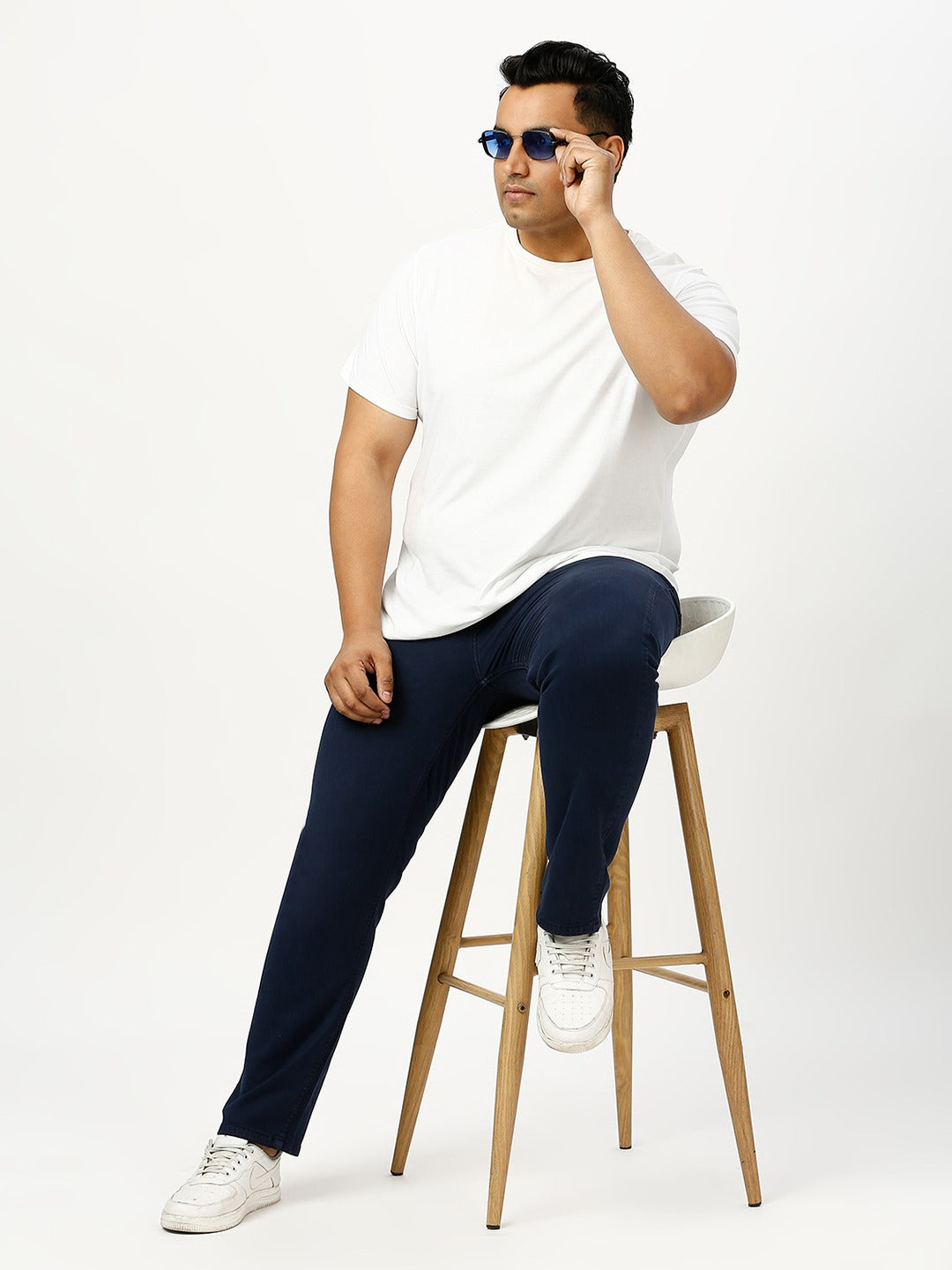 Mens Plus Size Dark Blue Regular Fit Denim Jeans