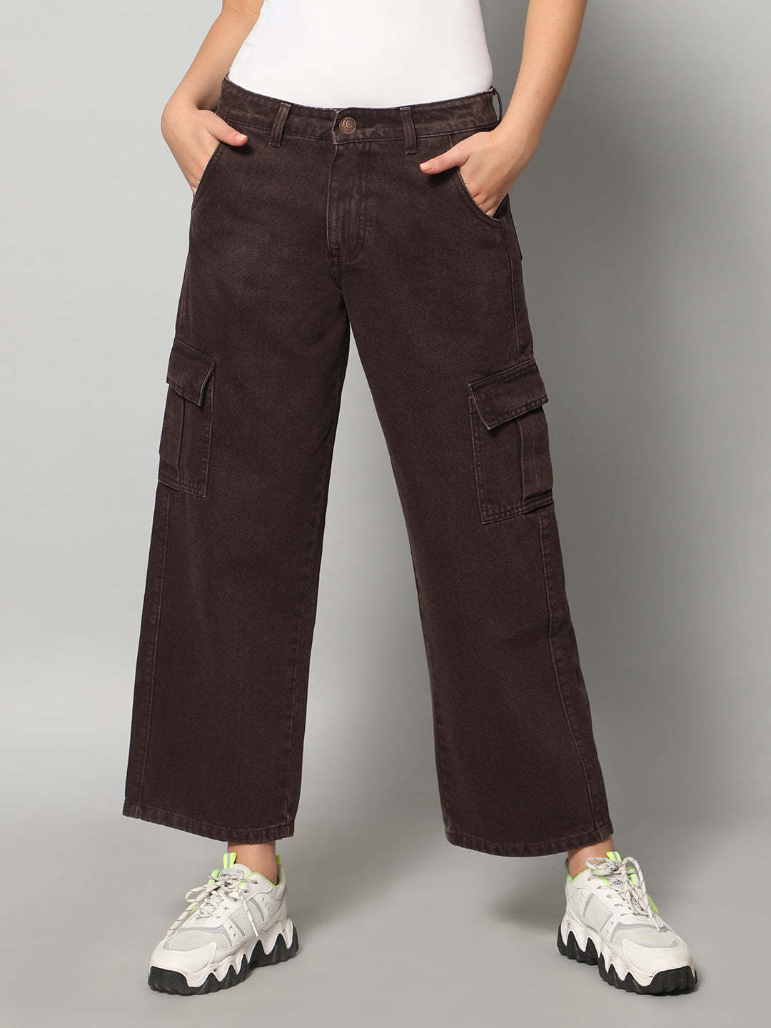 REA-LIZE Brown Straight Fit Mid Rise Denim Jeans