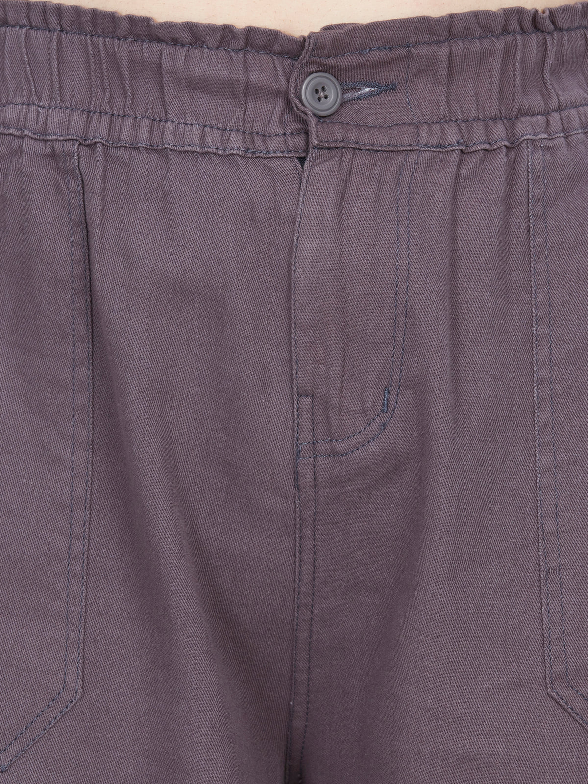 Dark Wine high rise cotton non-lycra  Cargo 6 Pkt