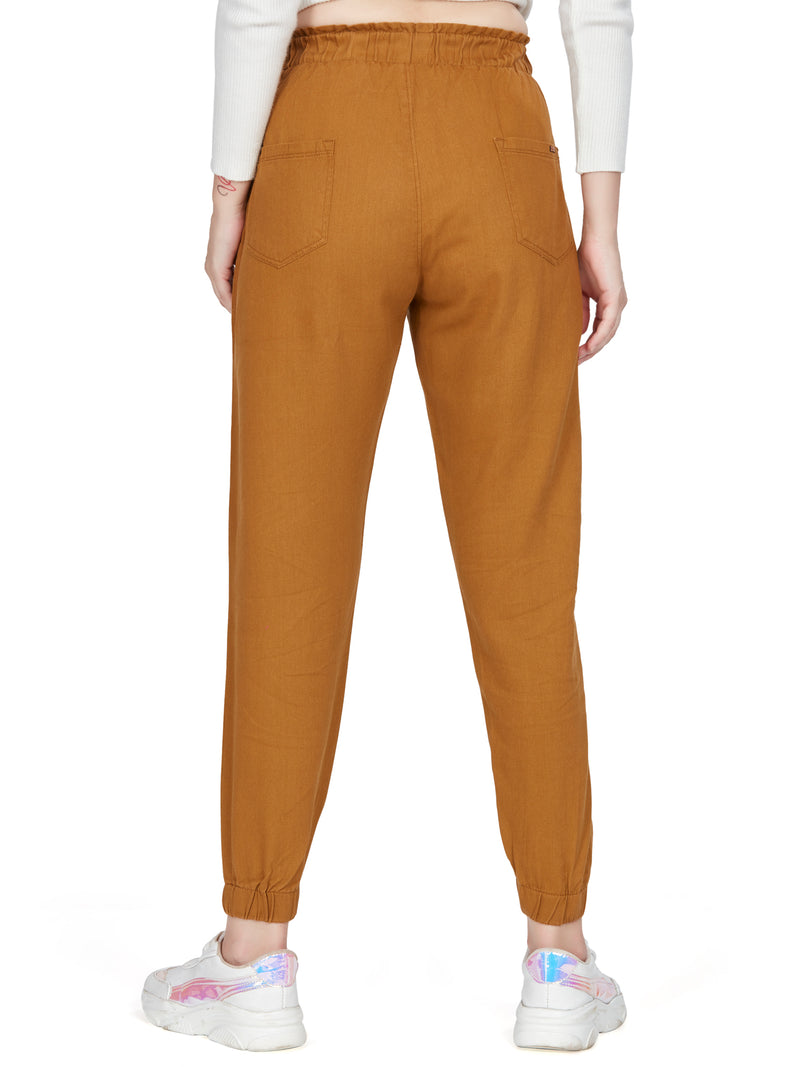 Brown high Rise  Cotton Non Lycra Joggers