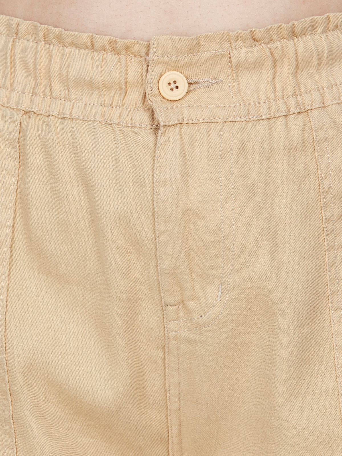 Light Khakhi high rise cotton non-lycra  Cargo 6 Pkt