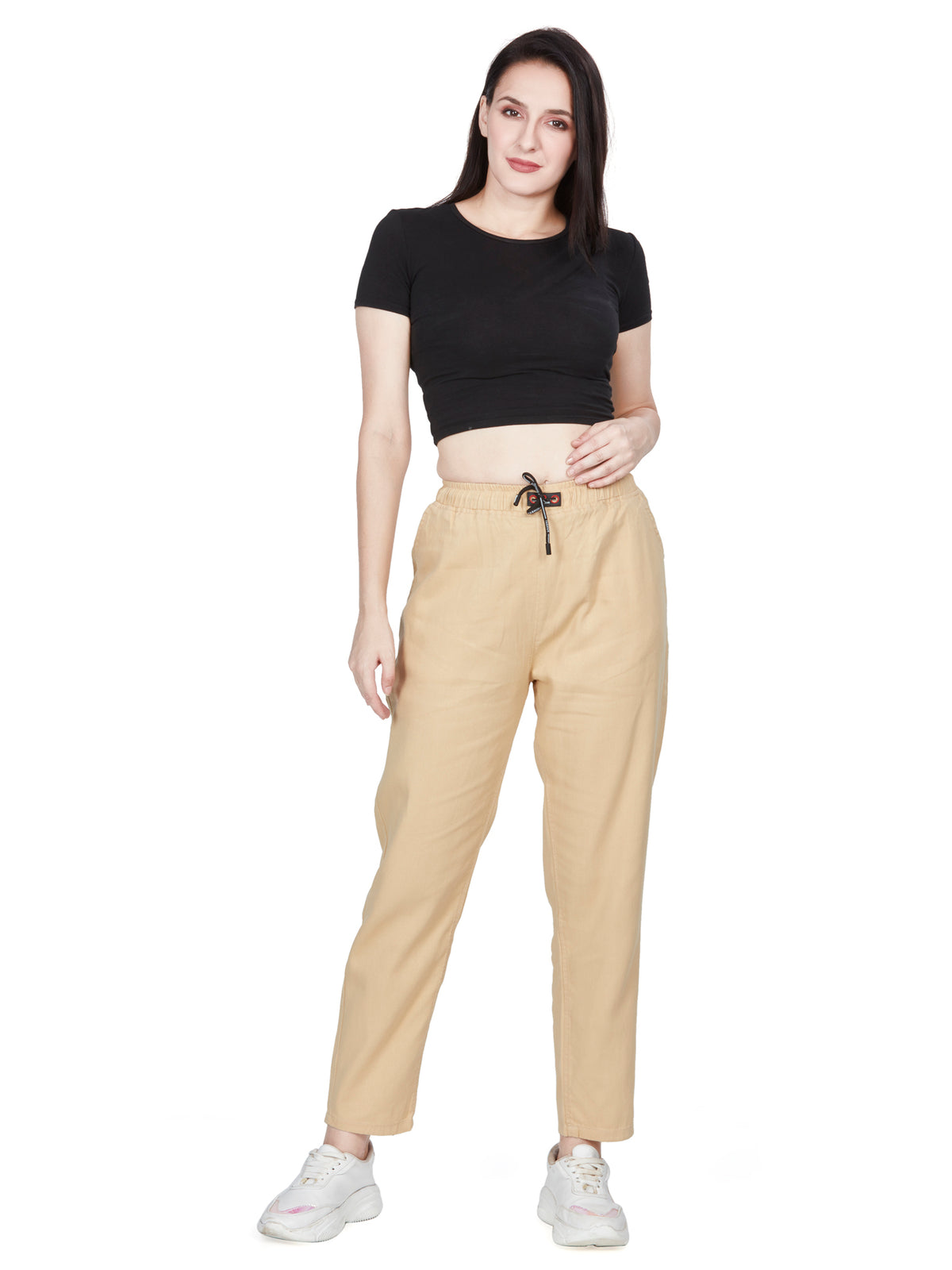 Cream Straight-Fit Cotton Non Lycra