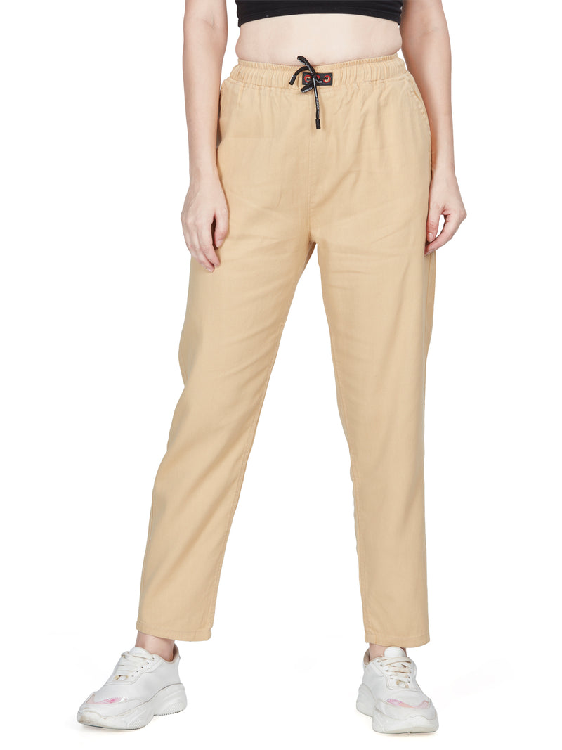 Cream Straight-Fit Cotton Non Lycra