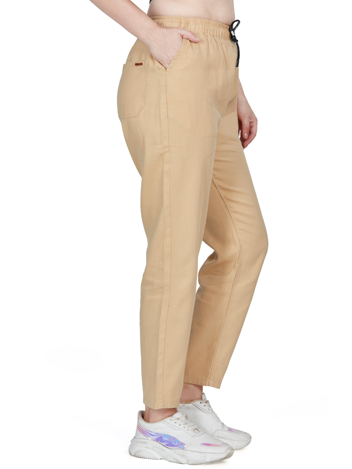 Cream Straight-Fit Cotton Non Lycra