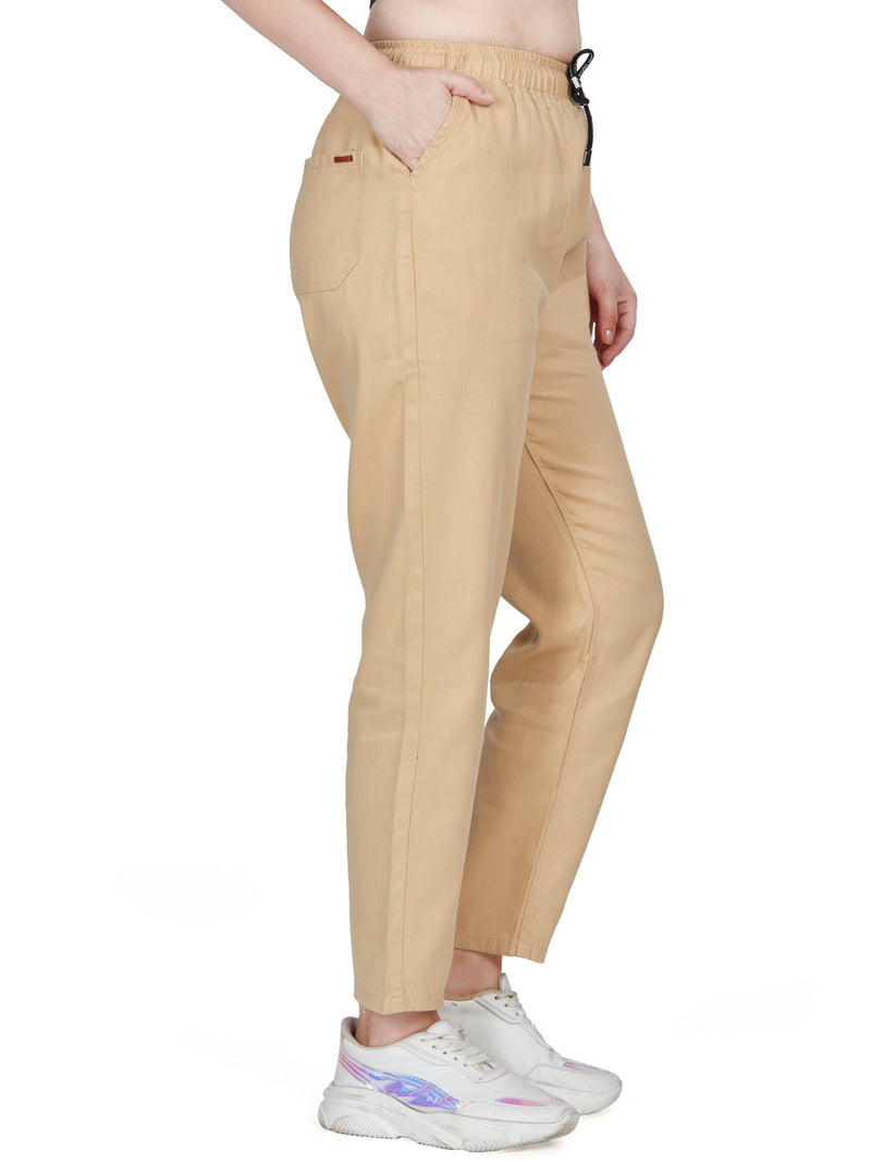 Cream Straight-Fit Cotton Non Lycra