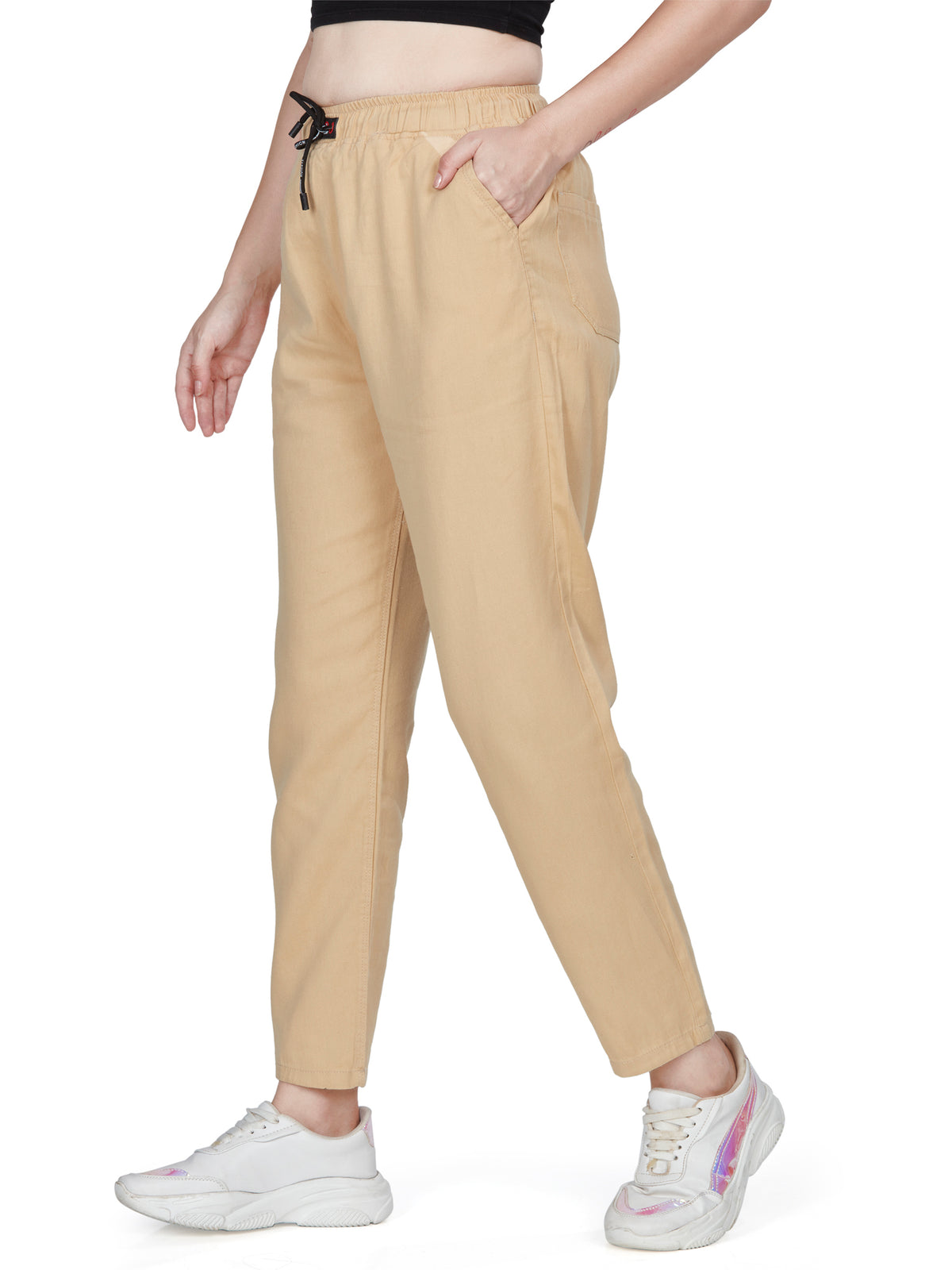 Cream Straight-Fit Cotton Non Lycra