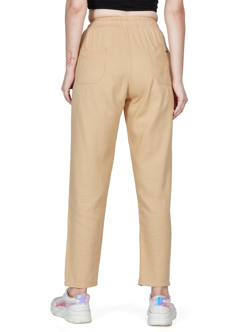 Cream Straight-Fit Cotton Non Lycra