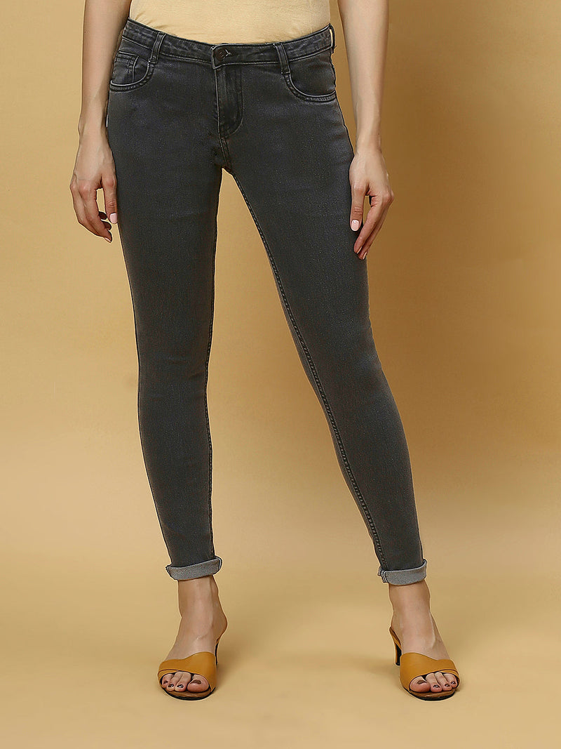 REA-LIZE Grey Dark Shade Skinny Women Jeans