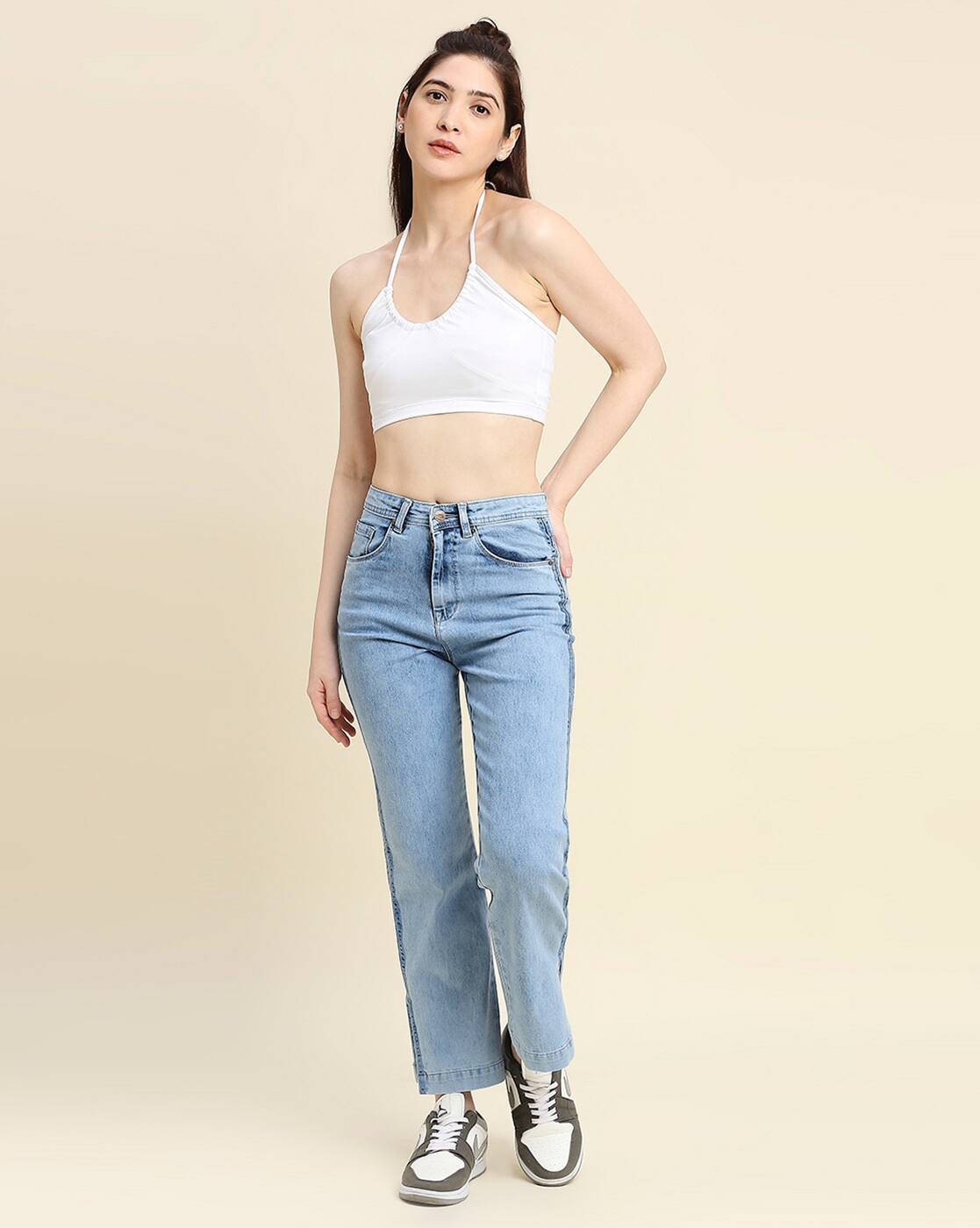 BLUE Strait feet Jeans with Insert Pockets