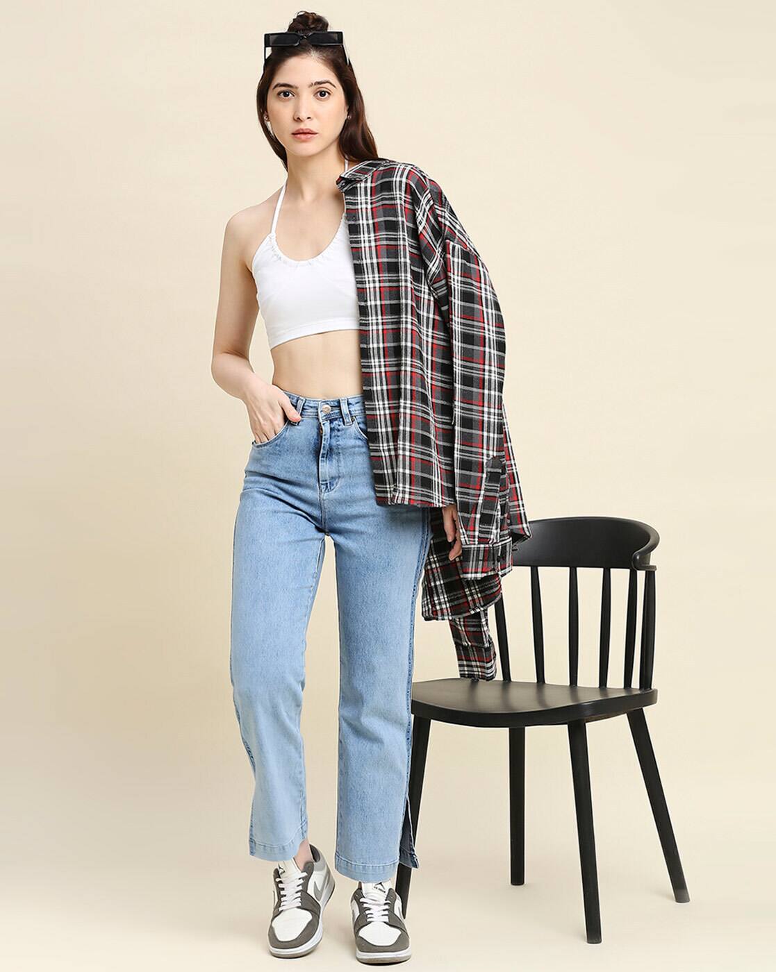 BLUE Strait feet Jeans with Insert Pockets