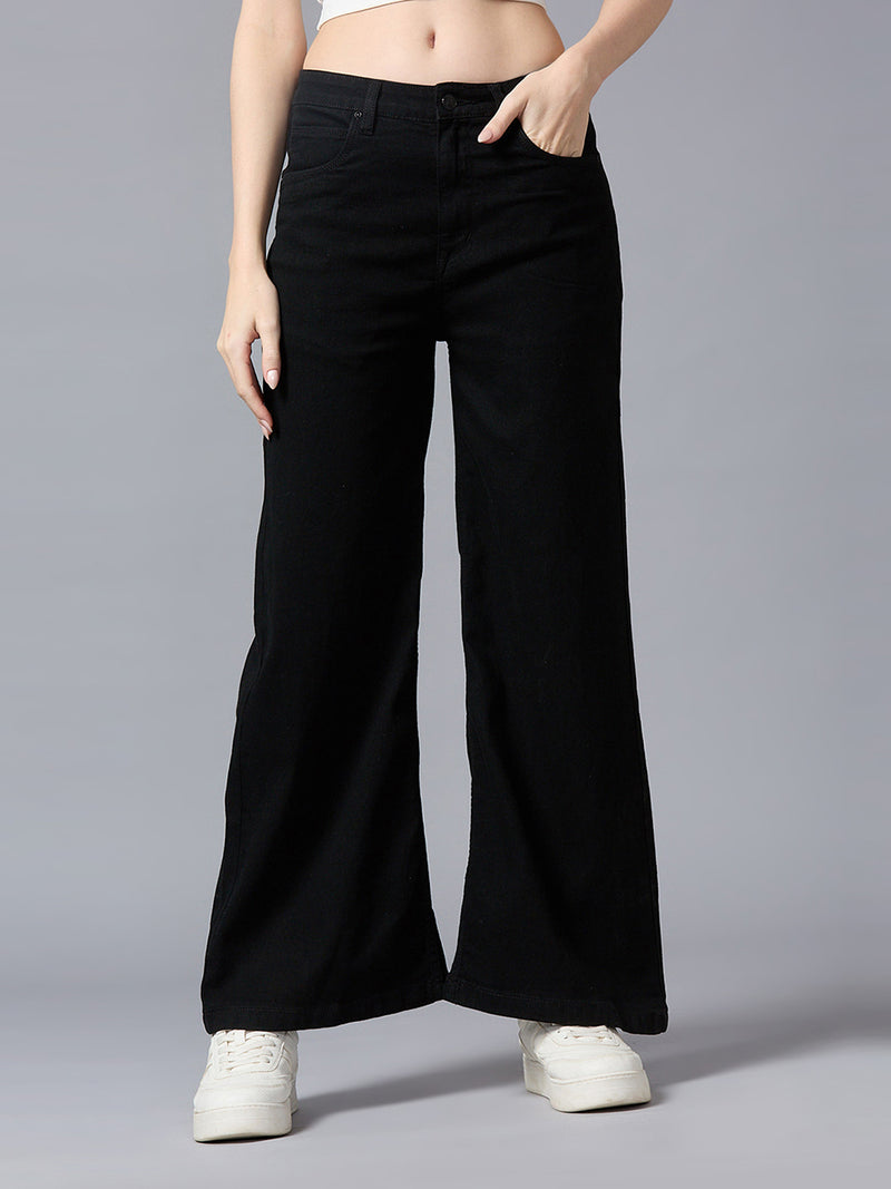 Black High-Rise Wide Leg Jeans