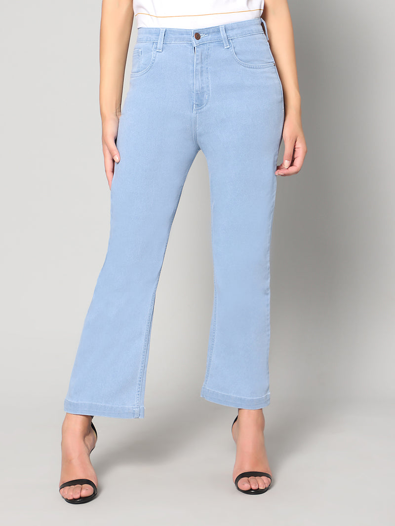 Blue Bootcut High rise Jeans with Insert Pockets