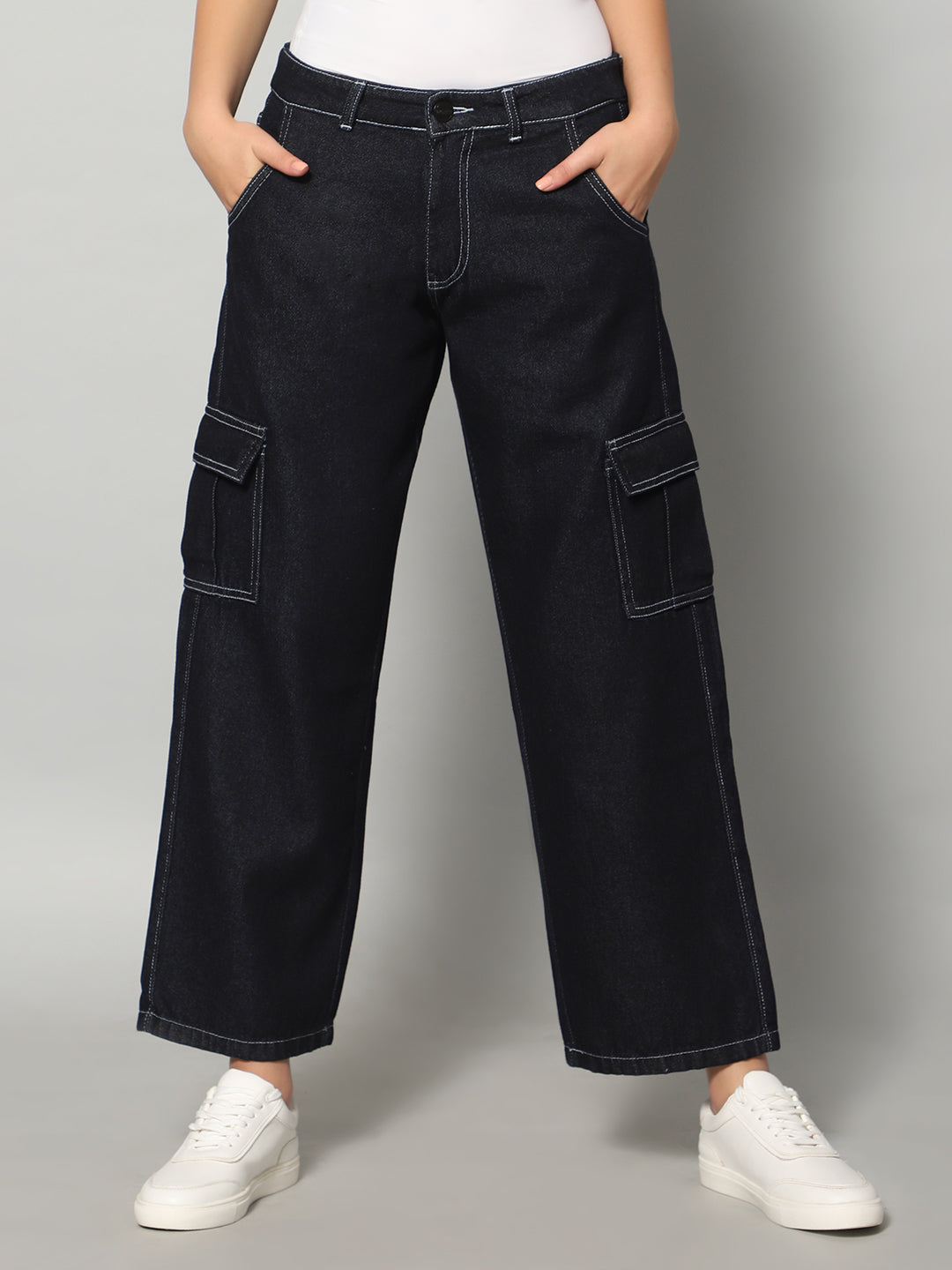 REA-LIZE Blue Straight Fit Mid Rise Denim Jeans
