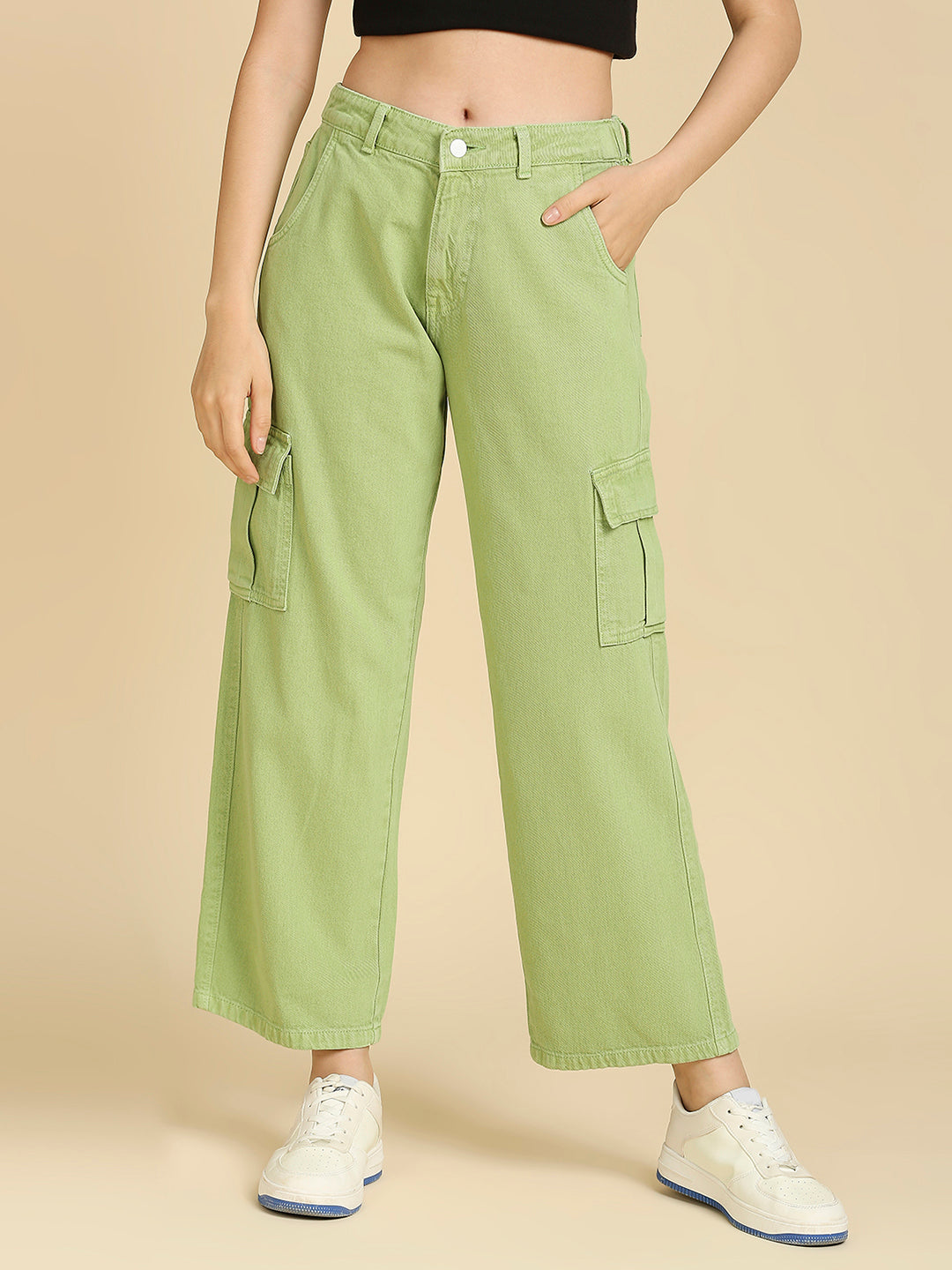 REA-LIZE Green Straight Fit Mid Rise Denim Jeans