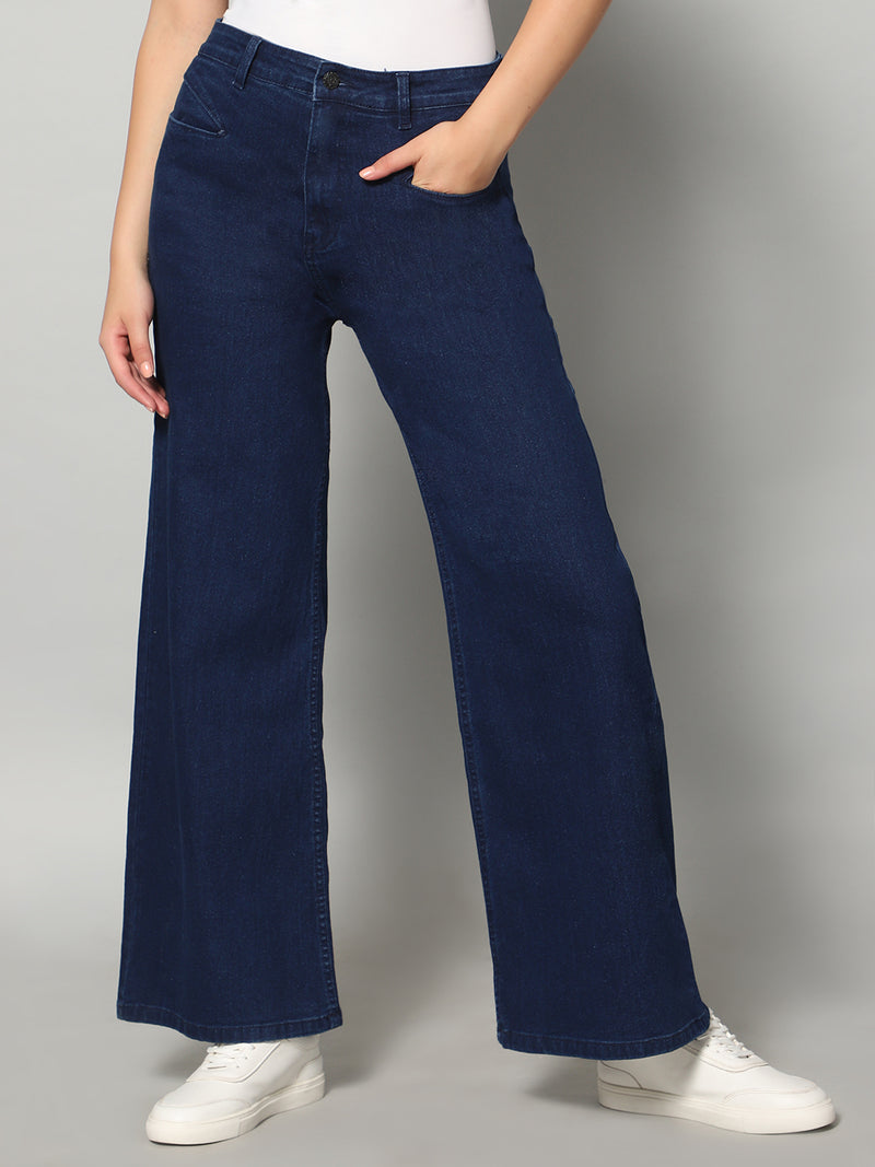 Blue High-Rise Wide Leg Jeans