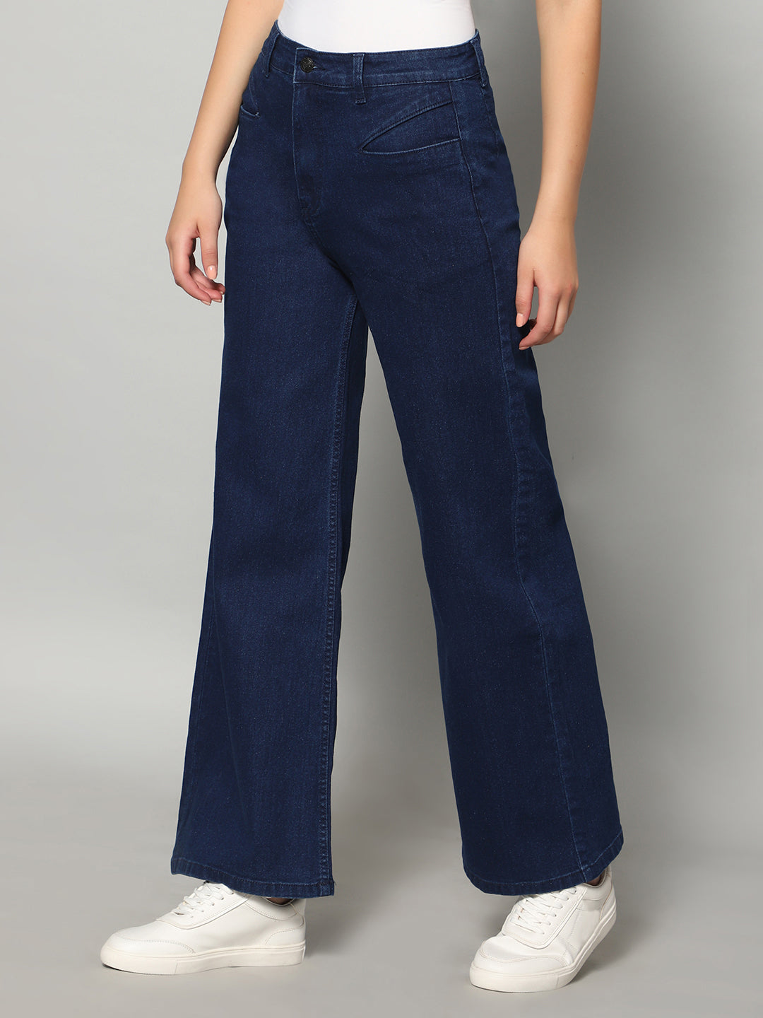 Blue High-Rise Wide Leg Jeans