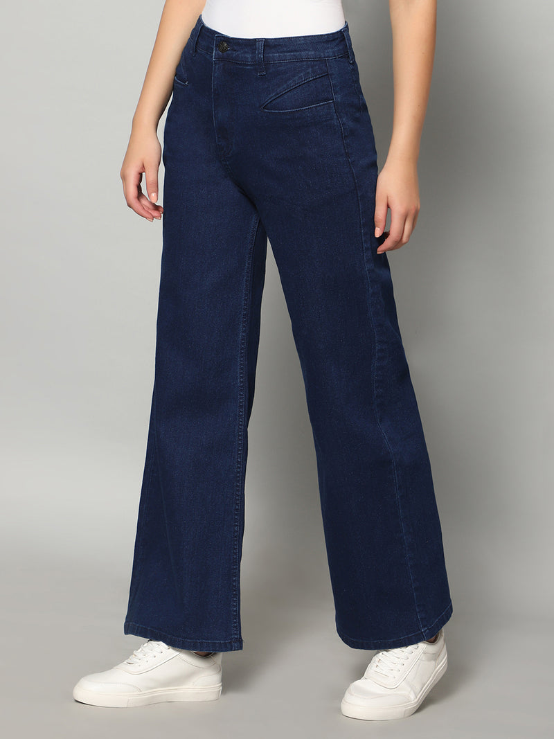 Blue High-Rise Wide Leg Jeans