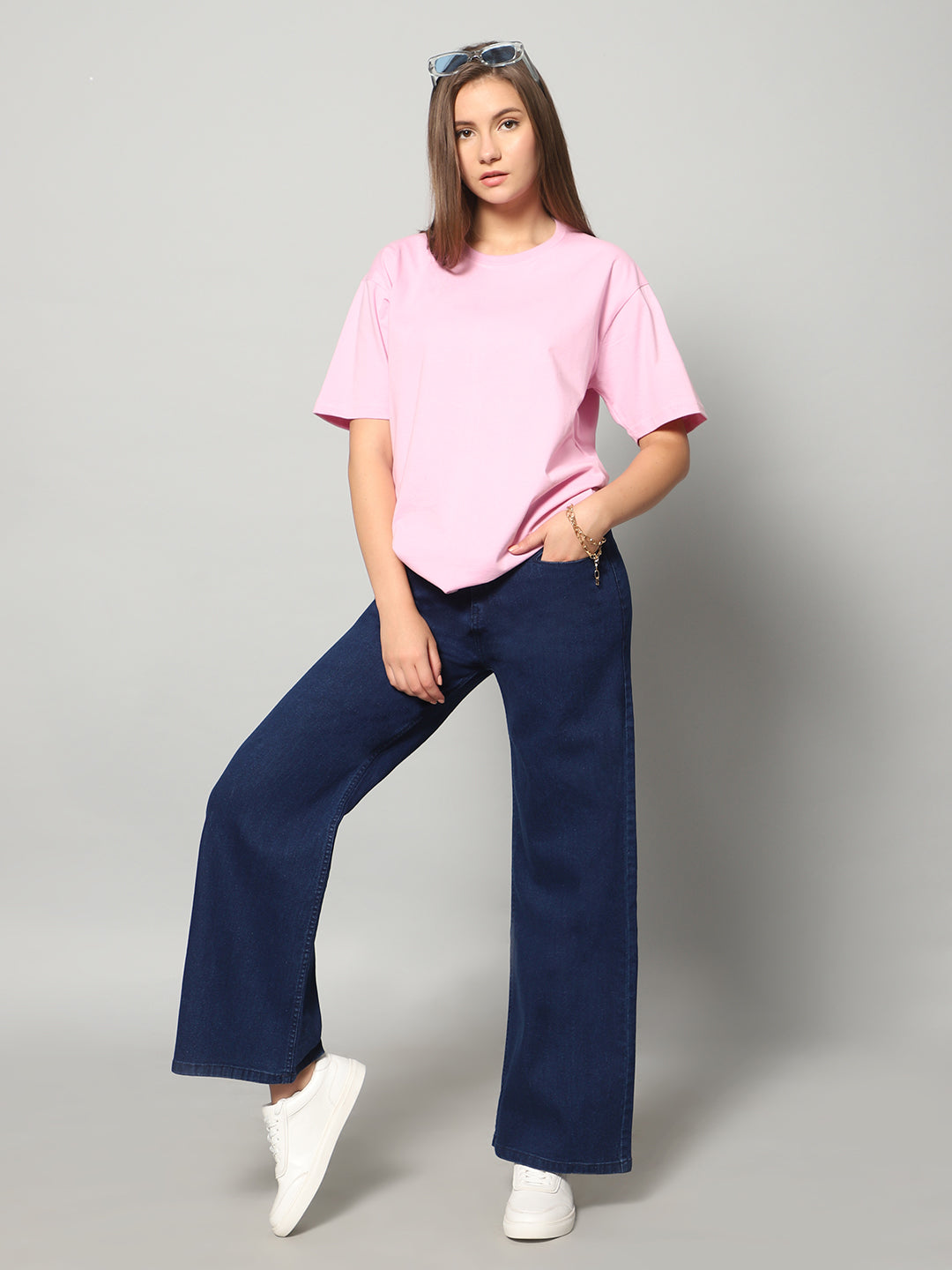 Blue High-Rise Wide Leg Jeans