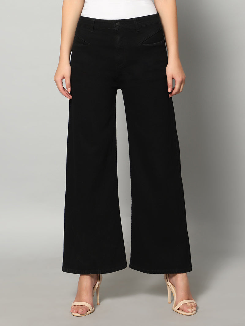 Black High-Rise Wide Leg Jeans