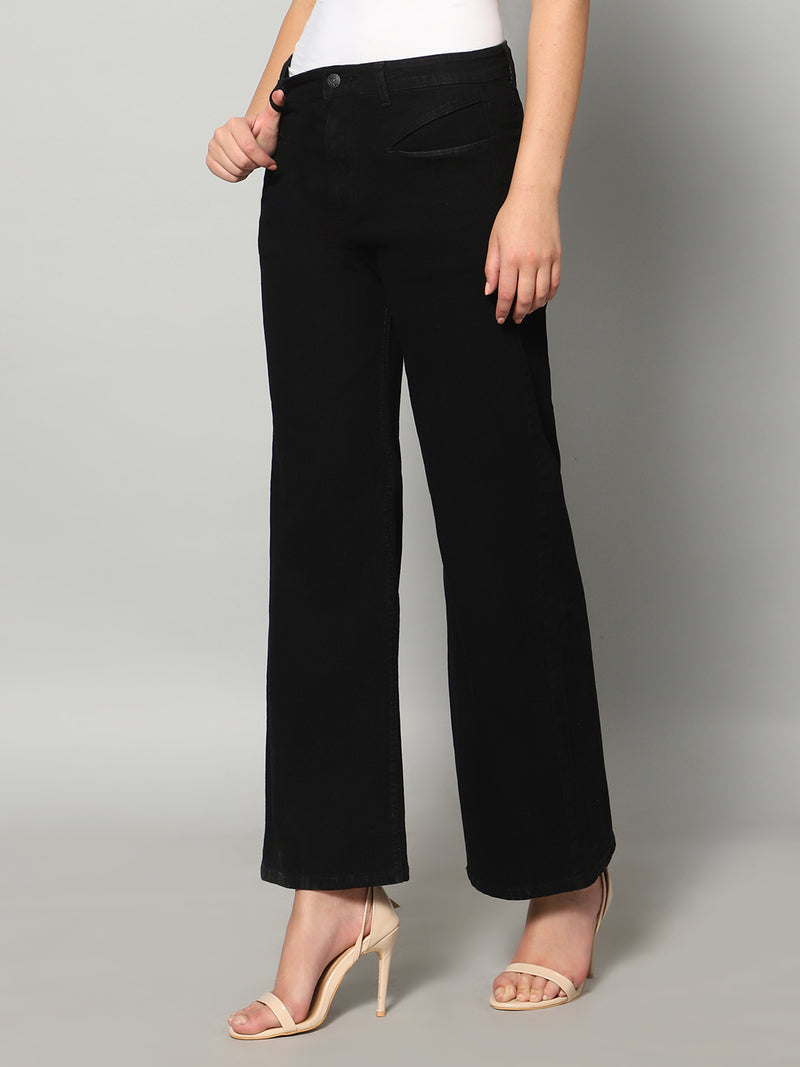 Black High-Rise Wide Leg Jeans