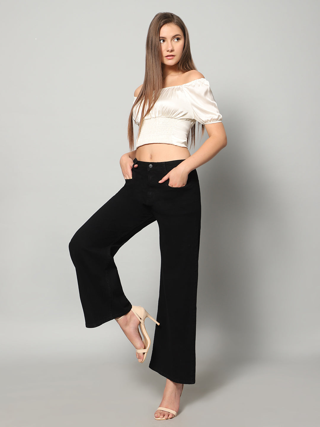 Black High-Rise Wide Leg Jeans