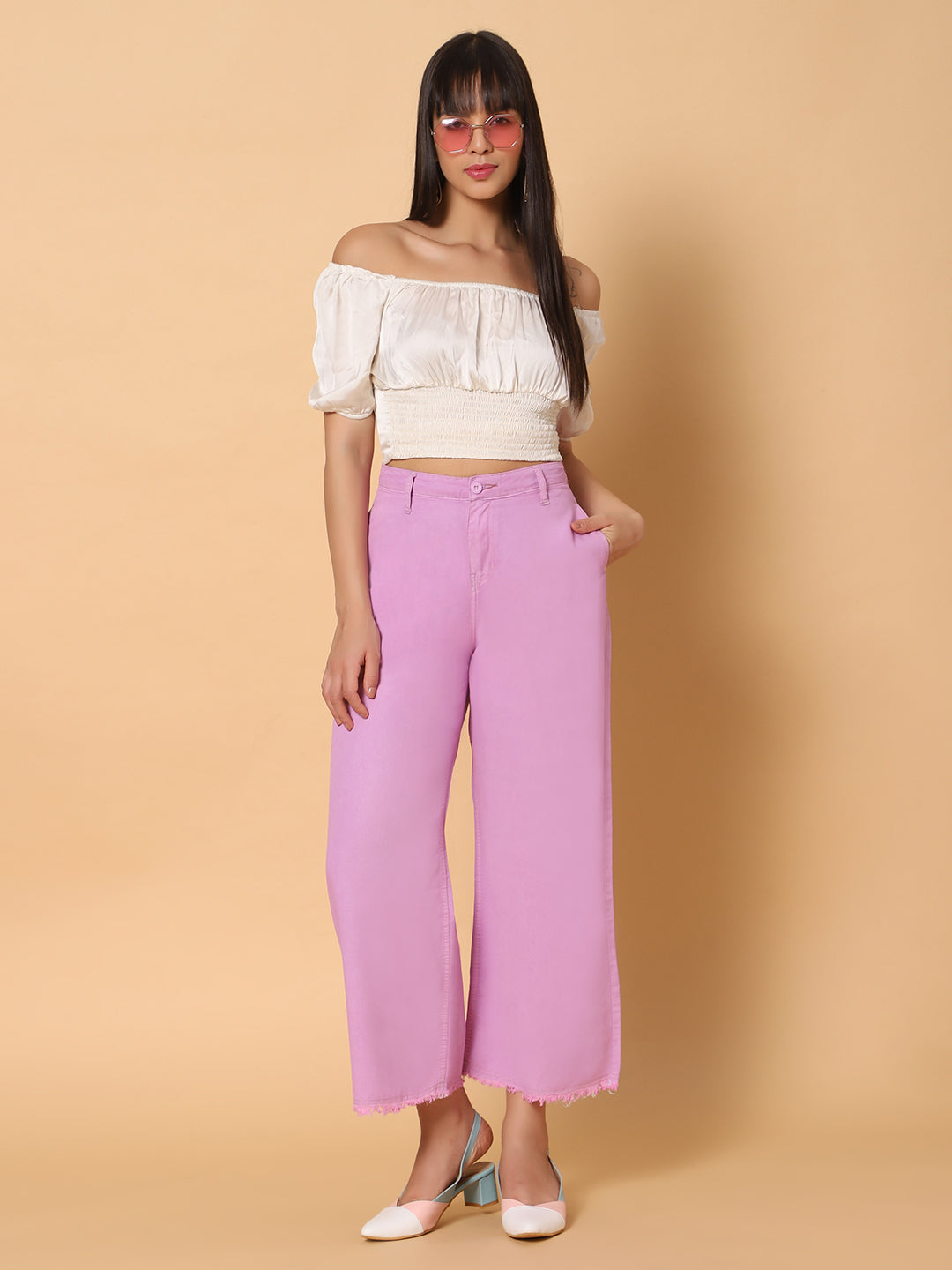 Women High Rise Wide Leg Jeans
