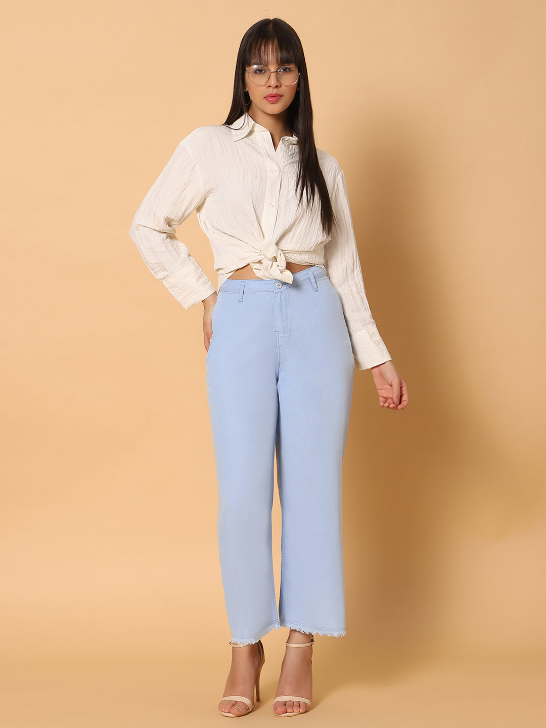 Women High Rise Wide Leg Jeans