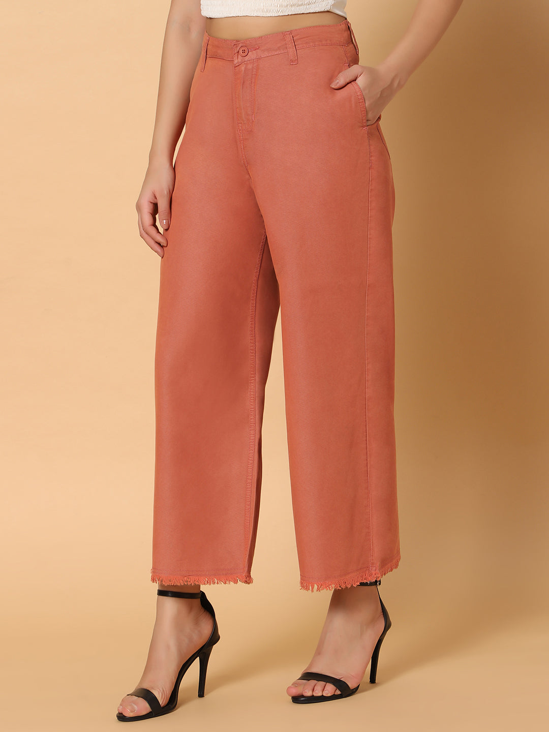 Women High Rise Wide Leg Jeans