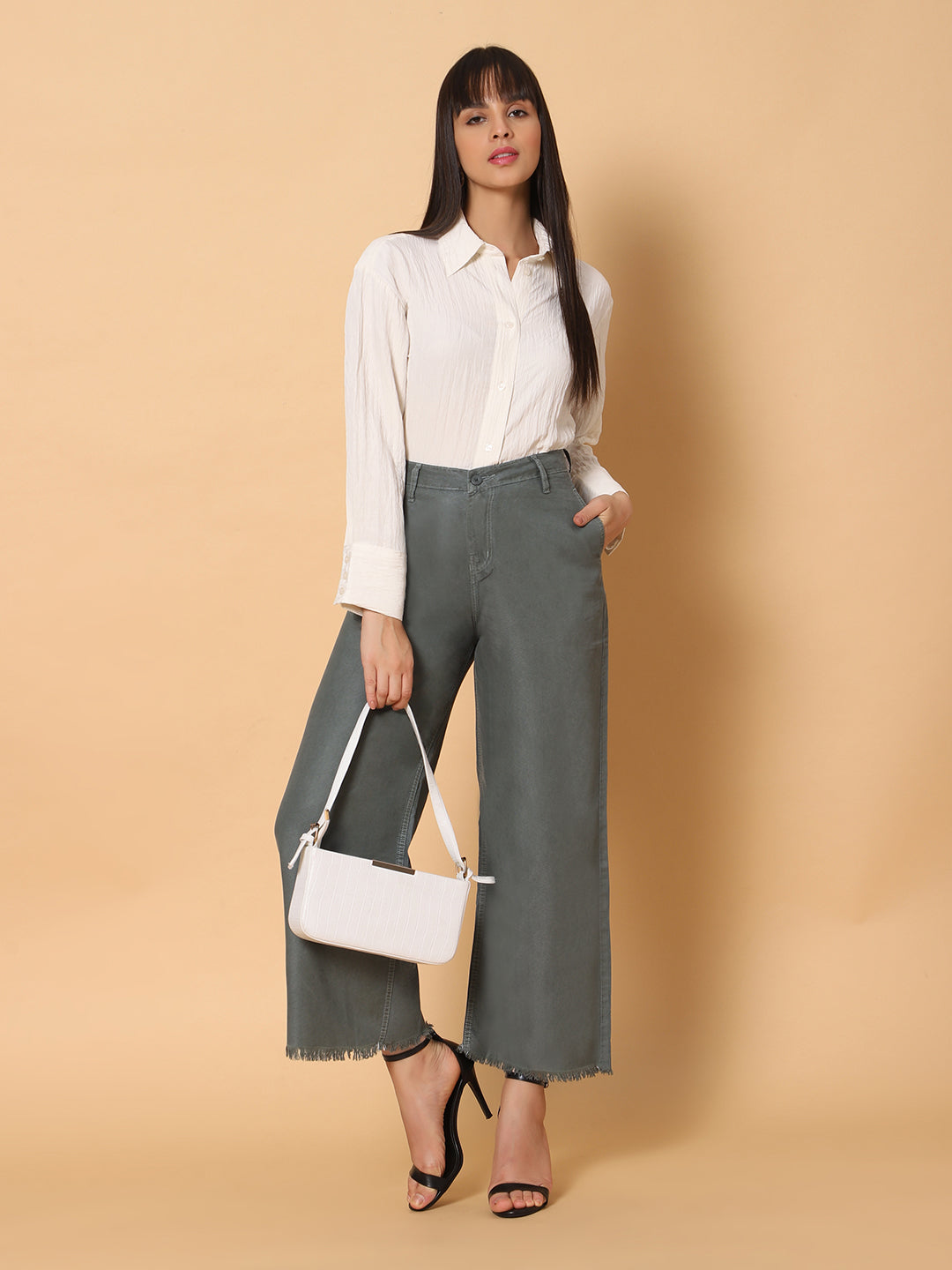 Women High Rise Wide Leg Jeans