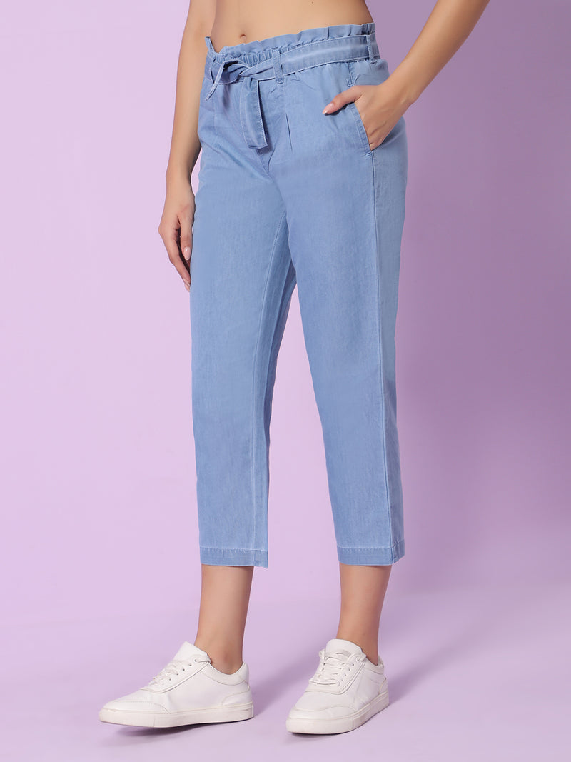 Women Wide Leg High-Rise Low Distress Stretchable Jeans