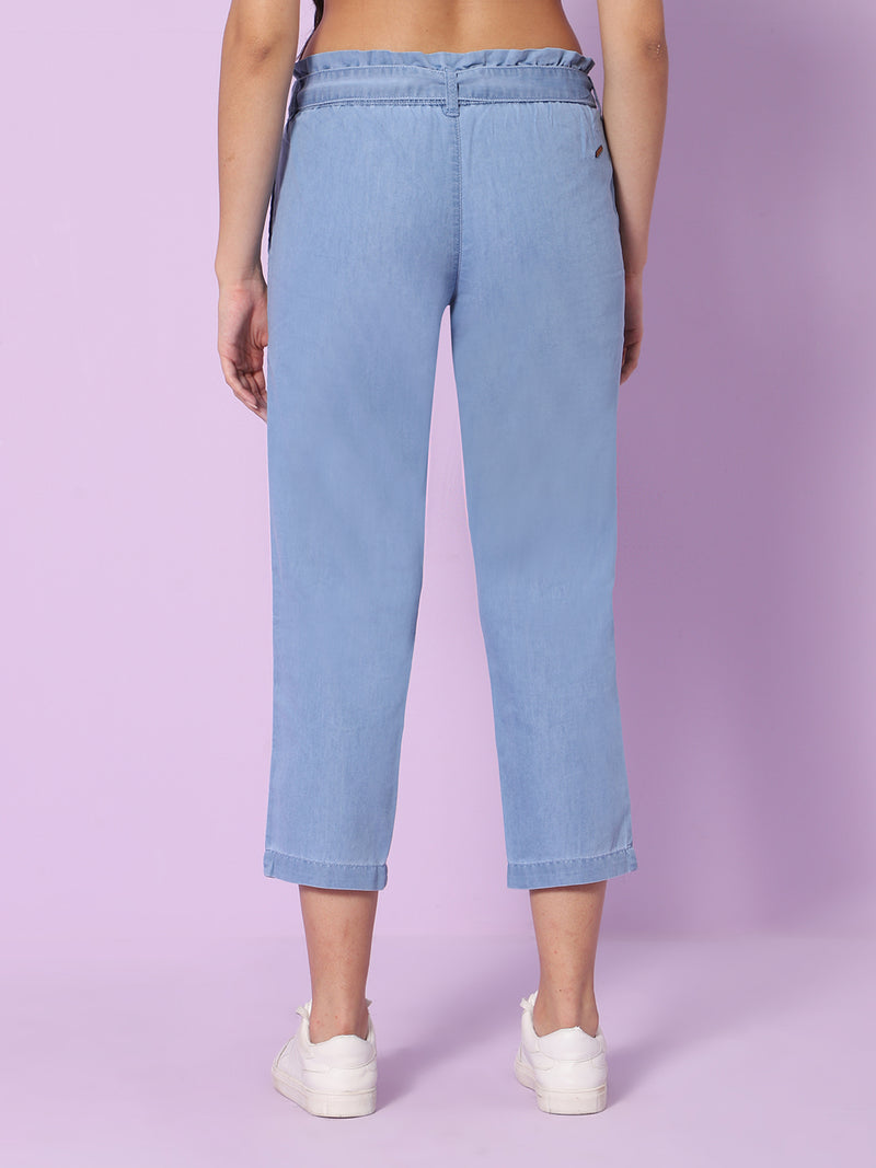 Women Wide Leg High-Rise Low Distress Stretchable Jeans