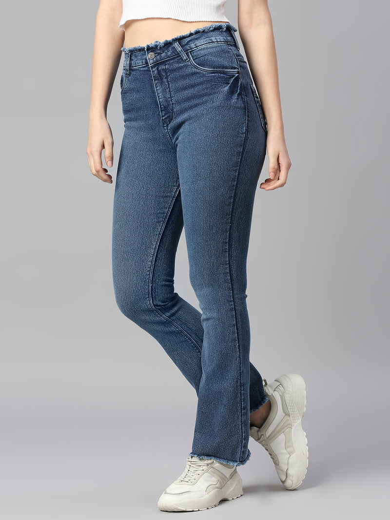 High-Rise Bootcut Jeans with Insert Pockets