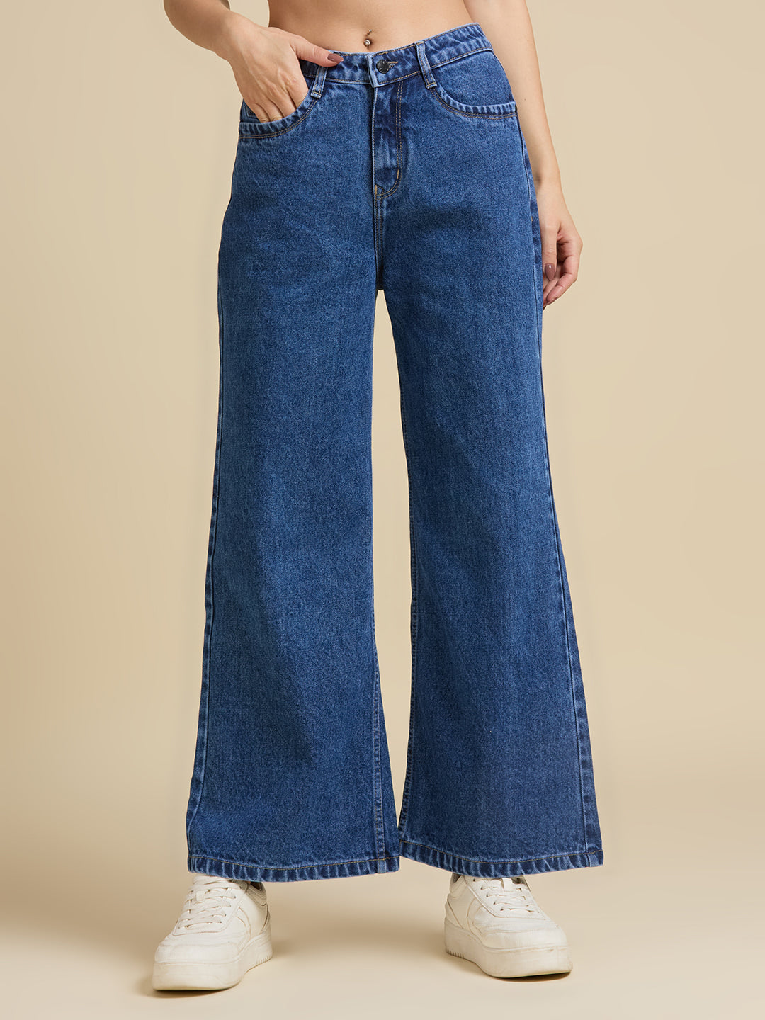 Women Wide Leg High-Rise Light Fade Jeans