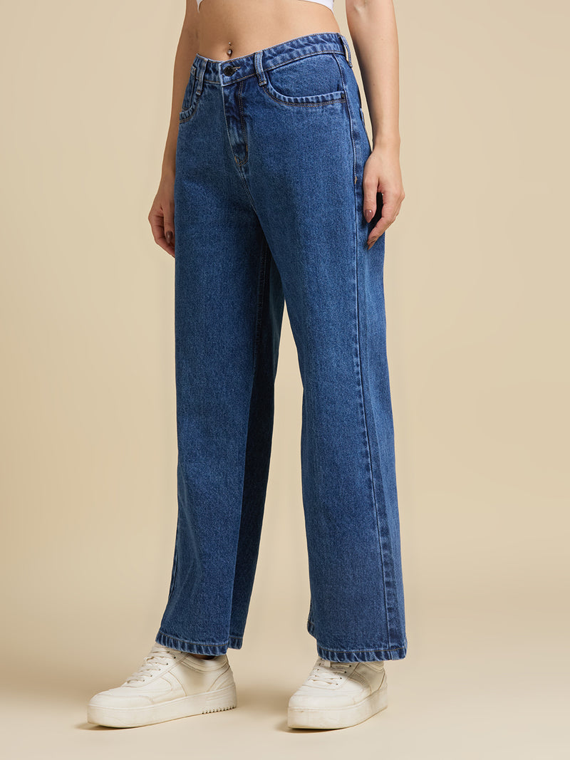 Women Wide Leg High-Rise Light Fade Jeans