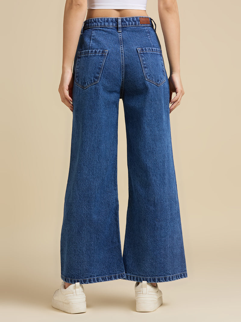 Women Wide Leg High-Rise Light Fade Jeans