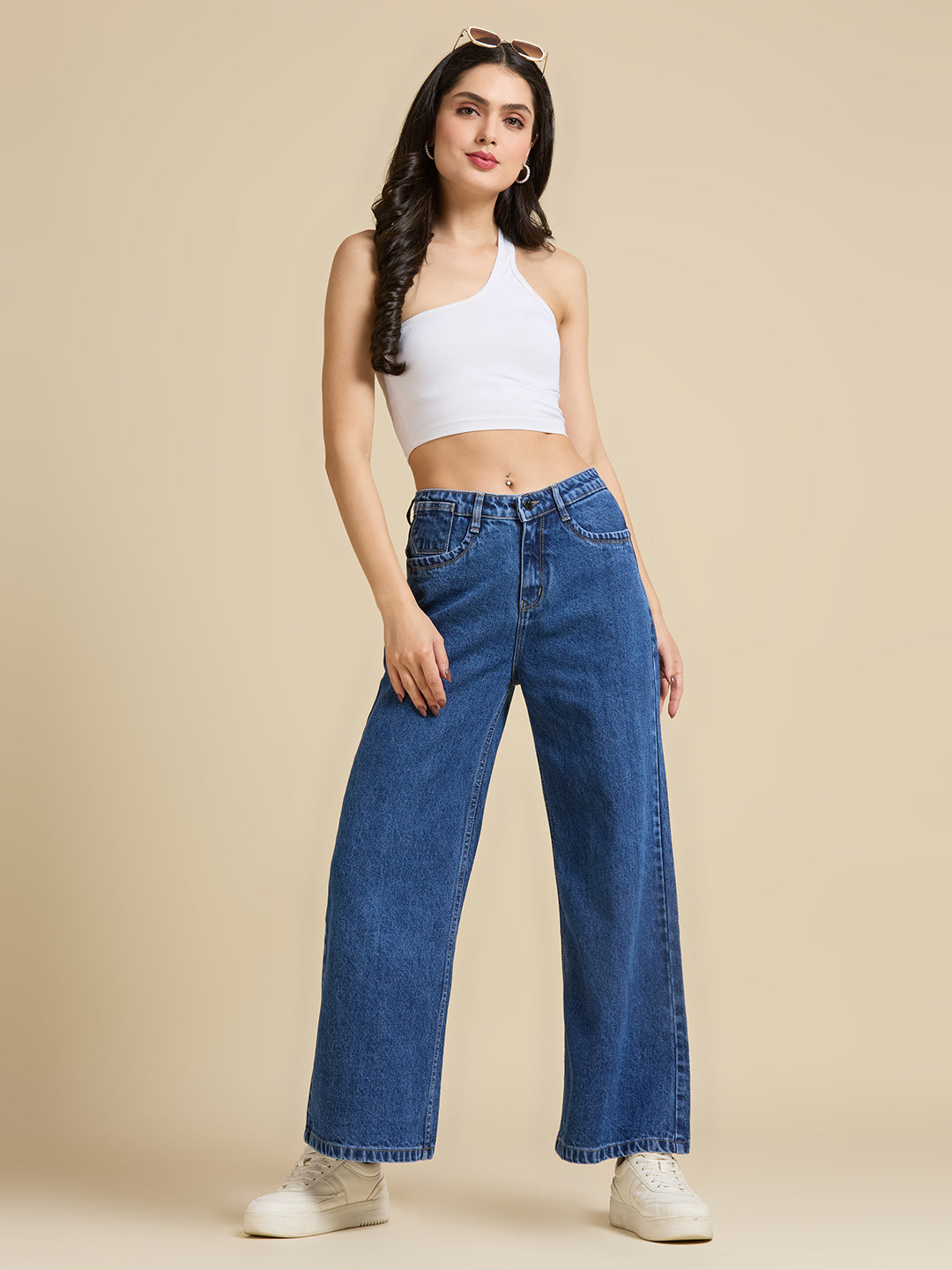 Women Wide Leg High-Rise Light Fade Jeans