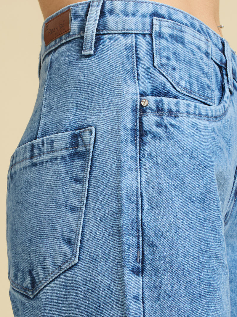 Women Wide Leg High-Rise Light Fade Jeans