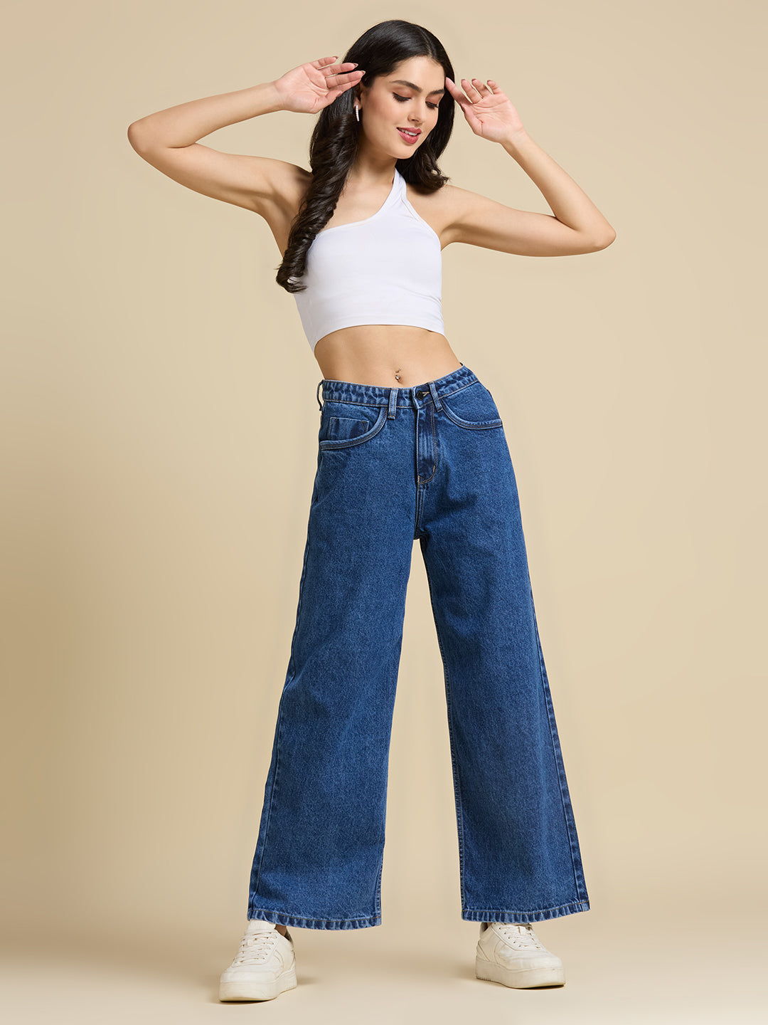 Women Wide Leg High-Rise Light Fade Jeans