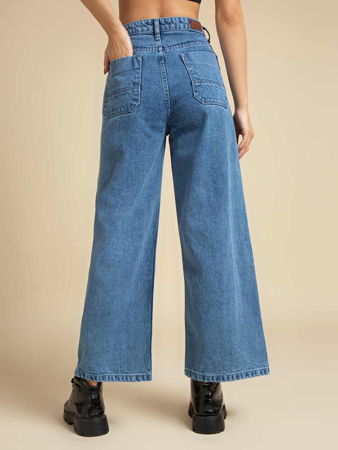Women Wide Leg High-Rise Light Fade Jeans