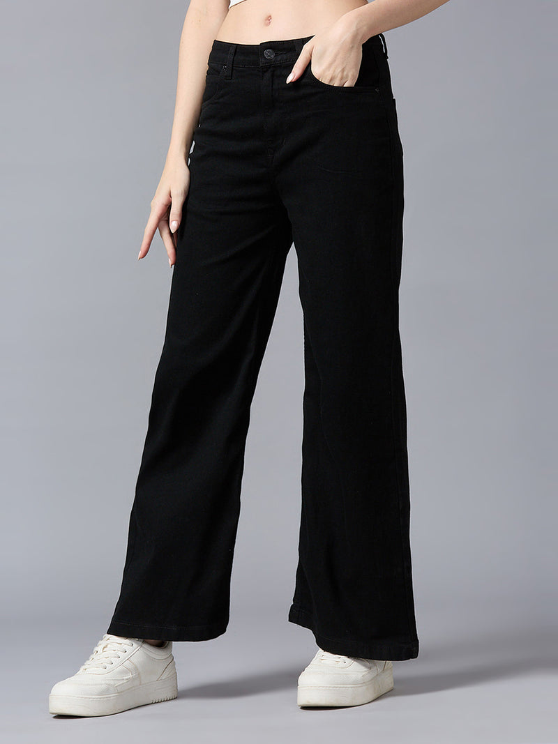 Black High-Rise Wide Leg Jeans