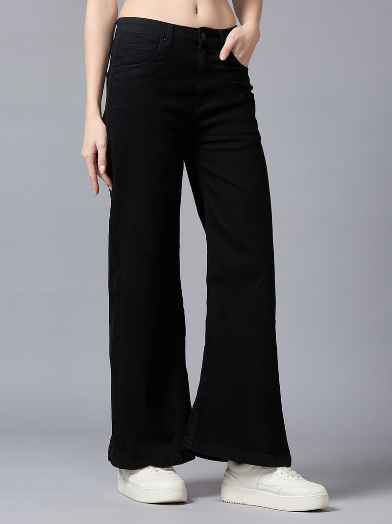 Black High-Rise Wide Leg Jeans