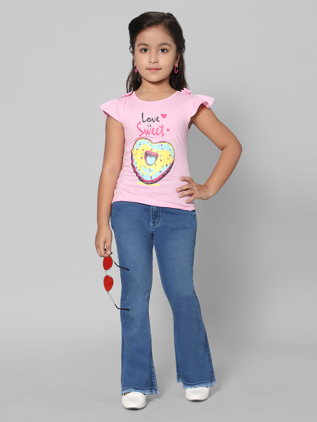 Rea-Lize Girls Boot Cut Mid-Rise Denim Jeans