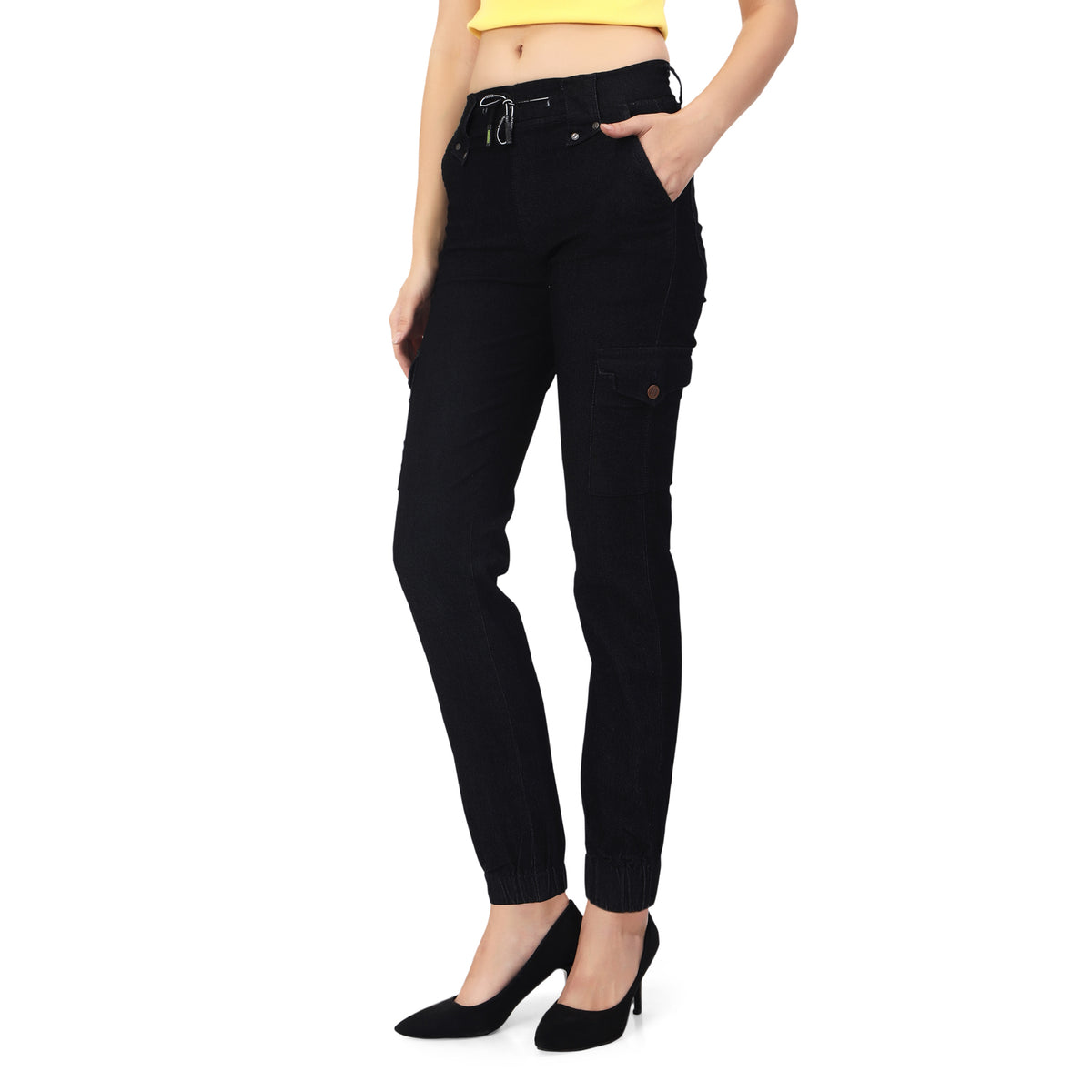 BLack-H W joggers cargo-jeans-with-insert cross pockets