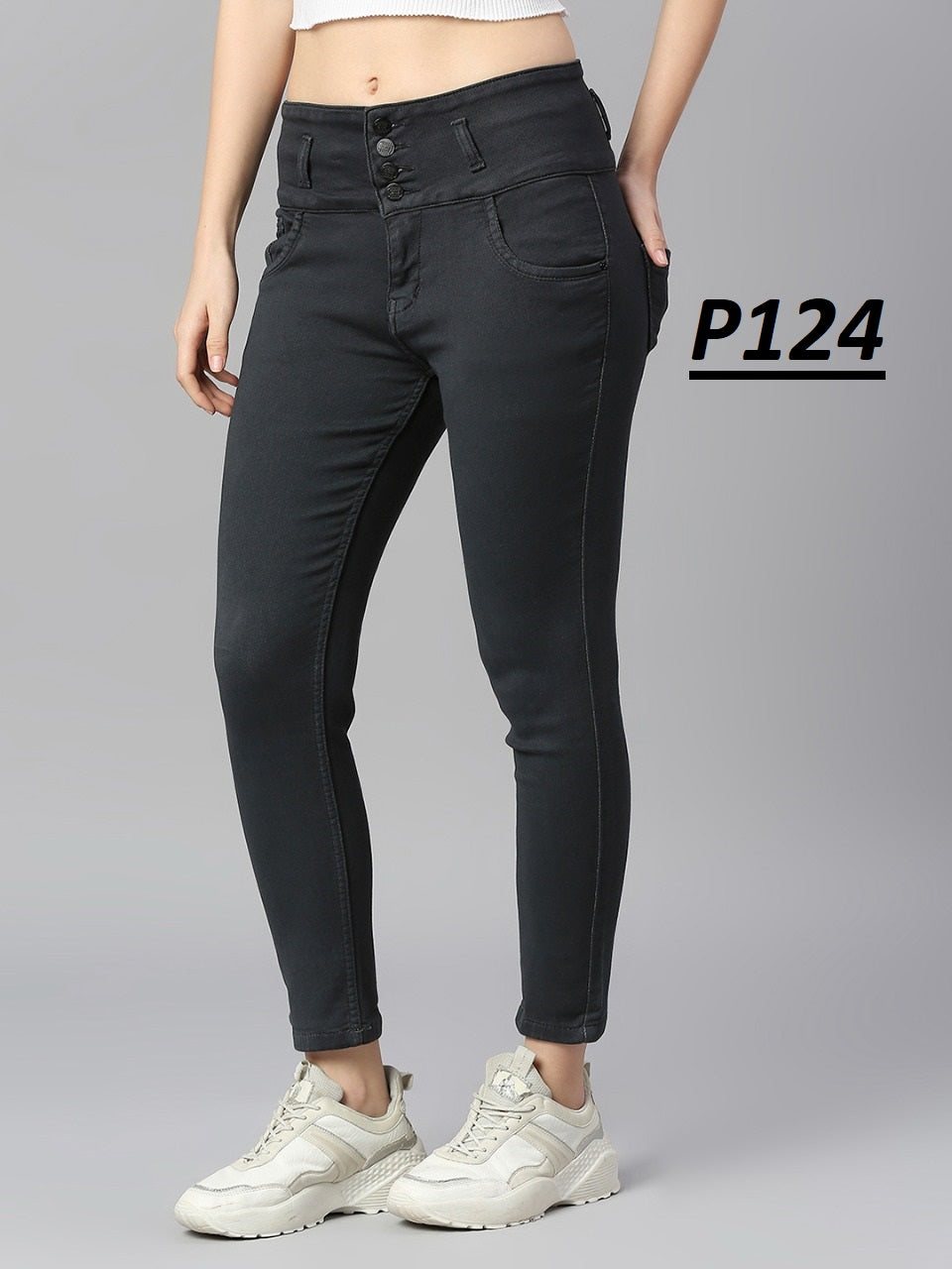 D GREAY 4 BTN Skinny Fit Jeans with Insert Pockets