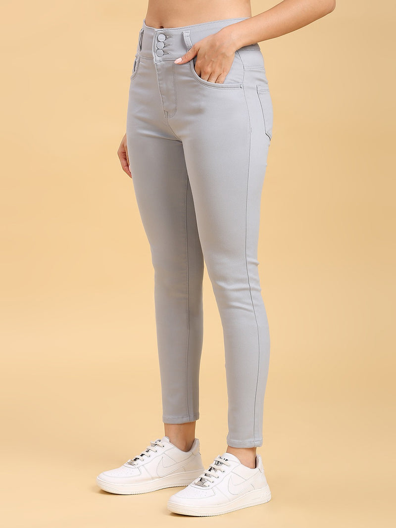 Gray Skinny Fit Jeans With Insert Pockets